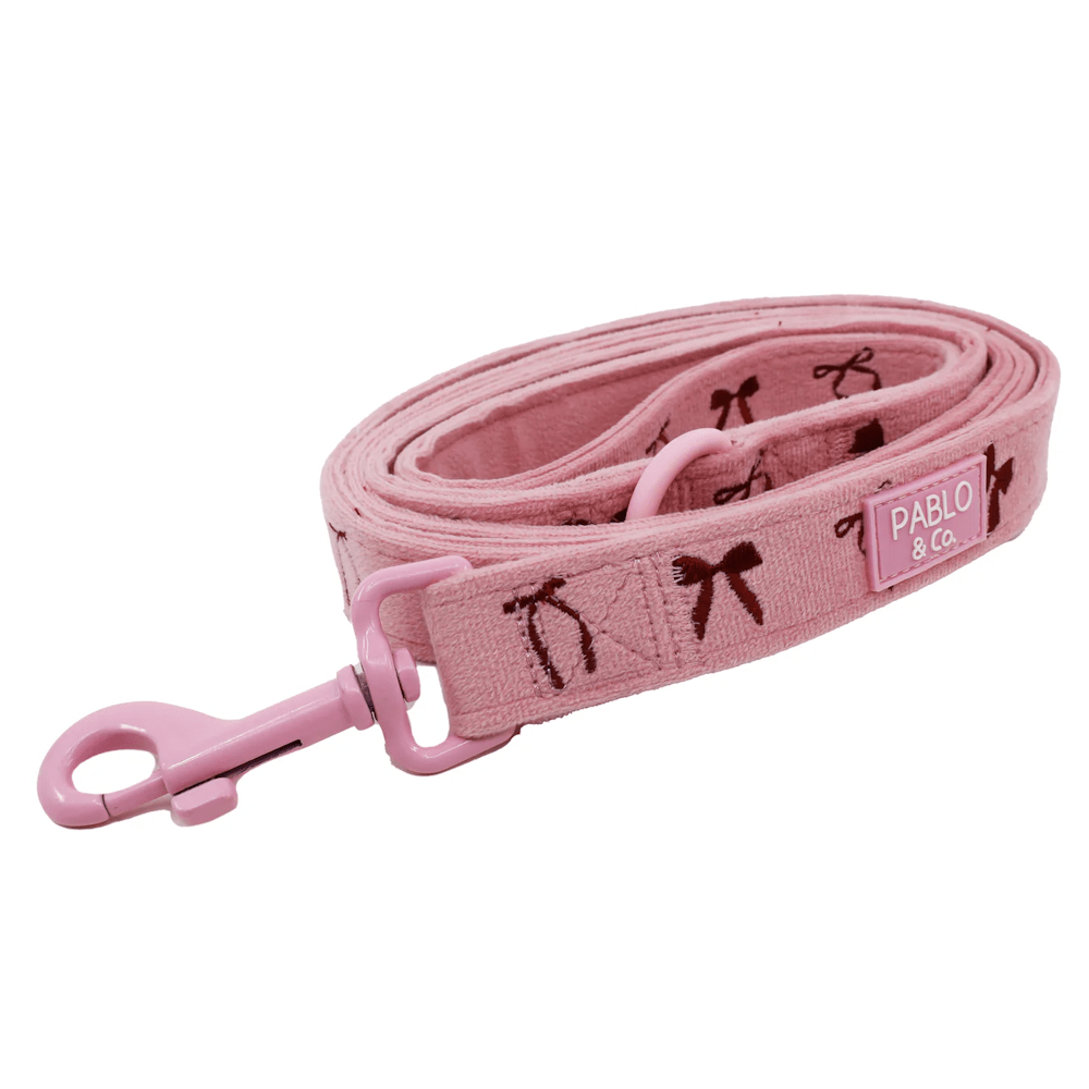 Pablo & Co Velvet Blush Bows Dog Leash - Leashes & Leads from Pablo & Co at DoggyTopia