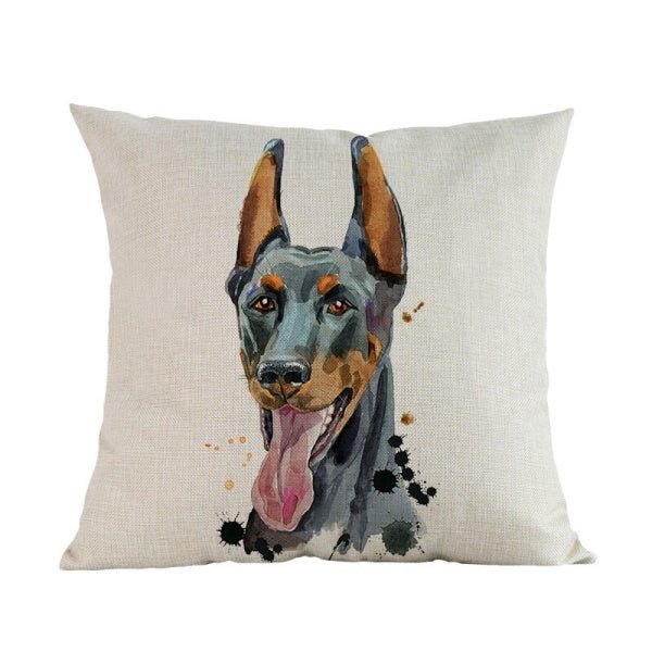 Doberman Tongue Out Throw Cushion - Cushions from Sale at DoggyTopia