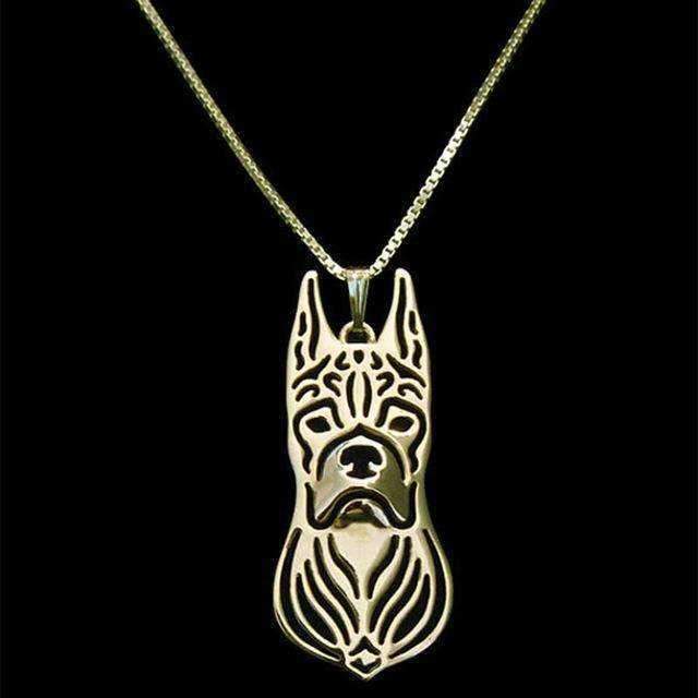 Dog Pendant Necklace - Boxer Ears Up - Necklaces from . at DoggyTopia
