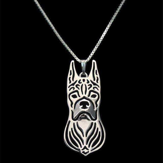 Dog Pendant Necklace - Boxer Ears Up - Necklaces from . at DoggyTopia