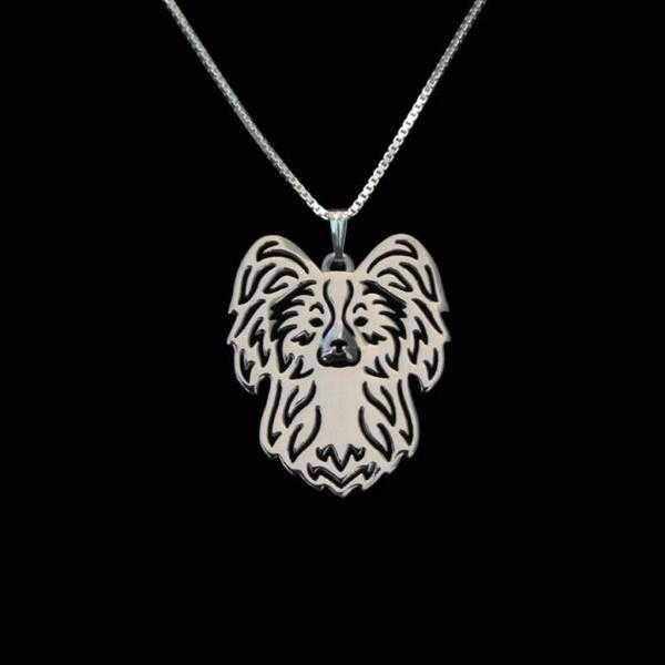 Dog Pendant Necklace - Papillon - Necklaces from . at DoggyTopia