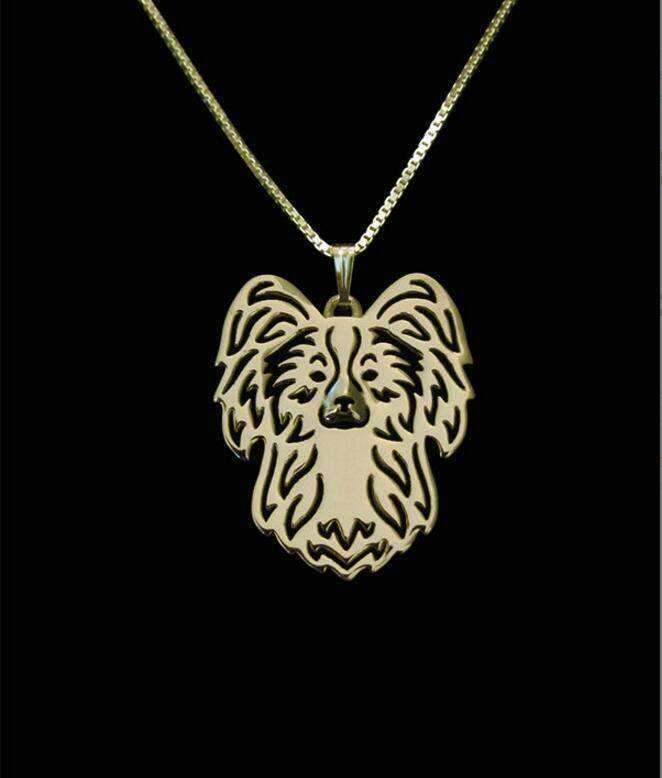 Dog Pendant Necklace - Papillon - Necklaces from . at DoggyTopia