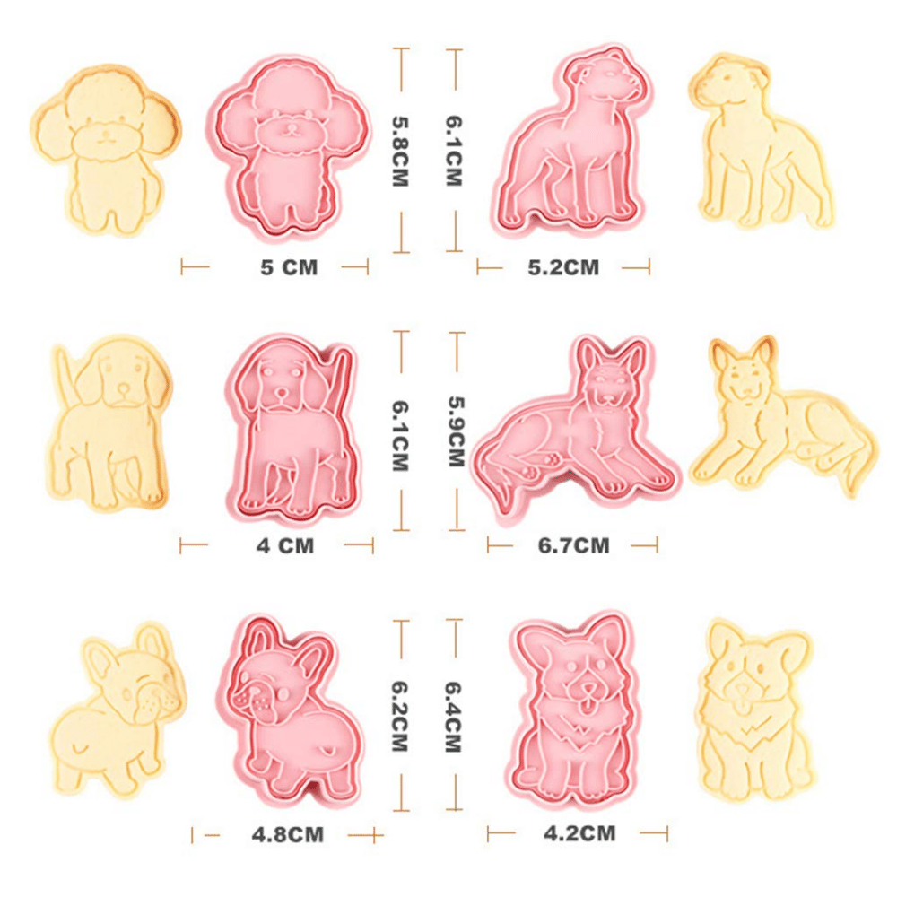 Dogs Cookie Cutter Embosser Set 6pcs