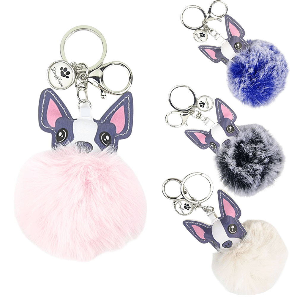 French Bulldog Pom Pom Key Ring - Key Rings from Sale at DoggyTopia