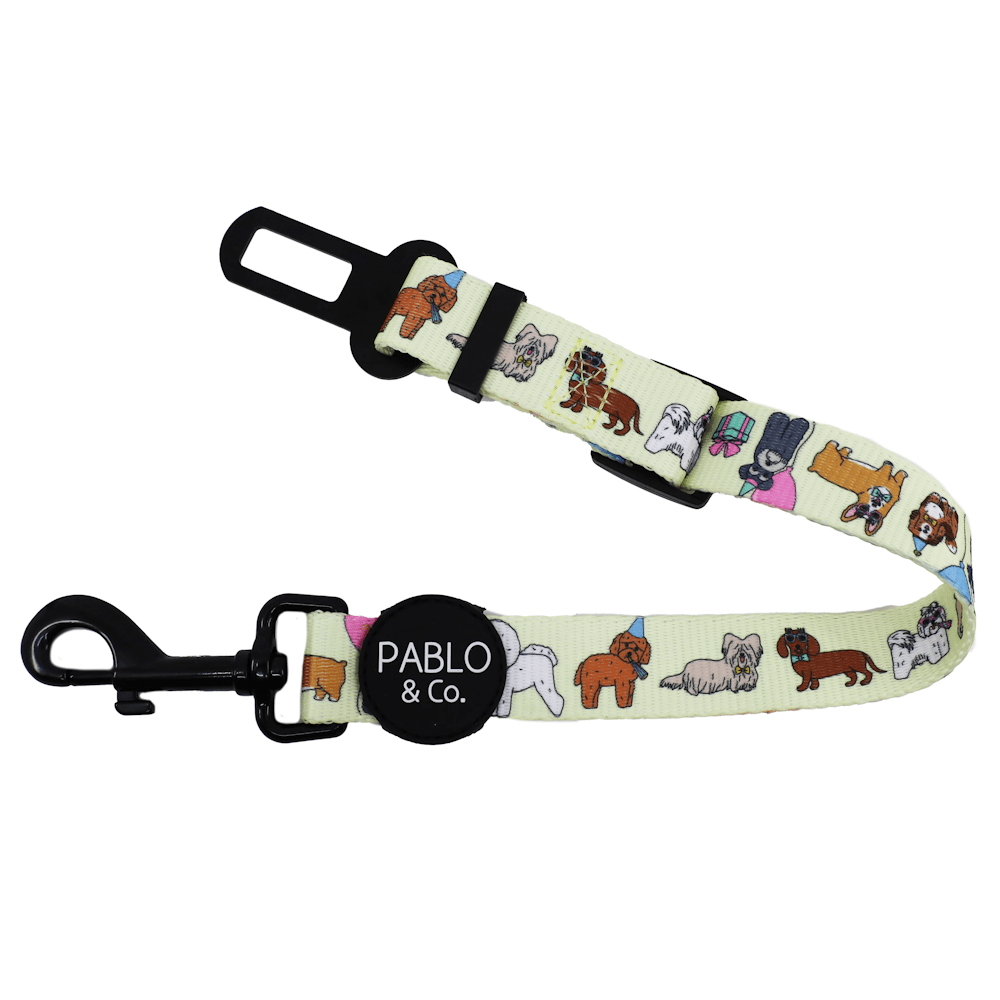 Pablo & Co Party Dawgs Adjustable Car Restraint - Car Seat Belts from Pablo & Co at DoggyTopia