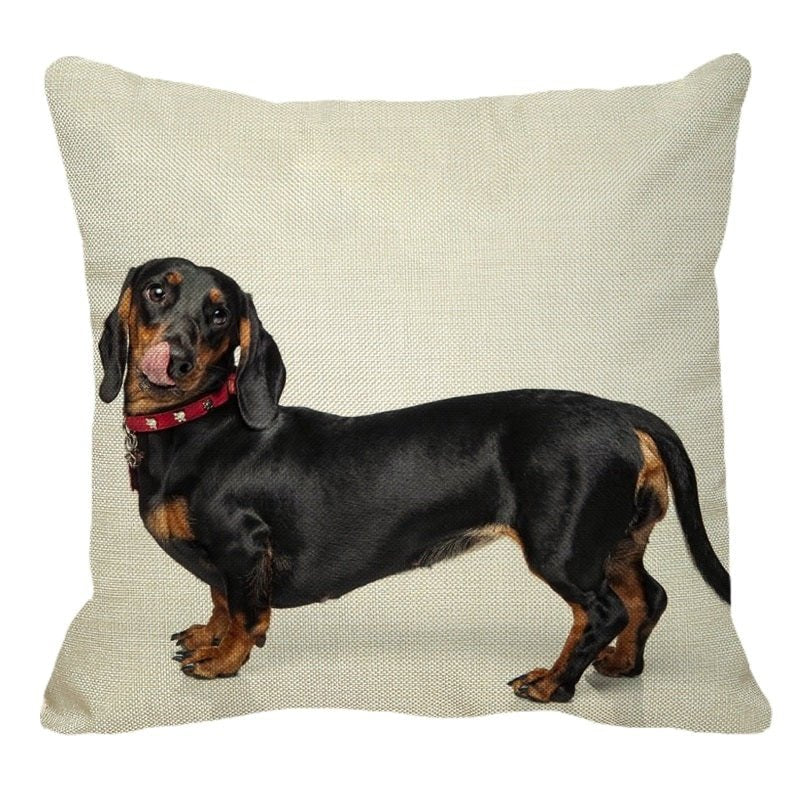 Black and Tan Dachshund Side On Throw Cushion - Cushions from . at DoggyTopia
