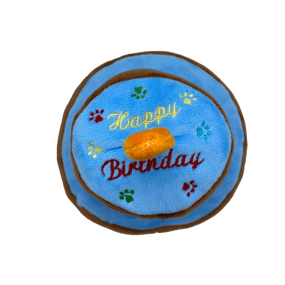 Happy Birthday 2 Tier Cake Dog Toy - Blue - Birthday Toys from . at DoggyTopia